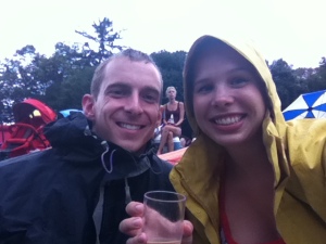 My raincoat and me (and Kyle!) at a Beach Boys concert.